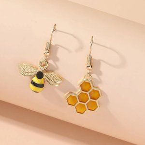 3/25 Bee & Honeycomb Drop Earrings